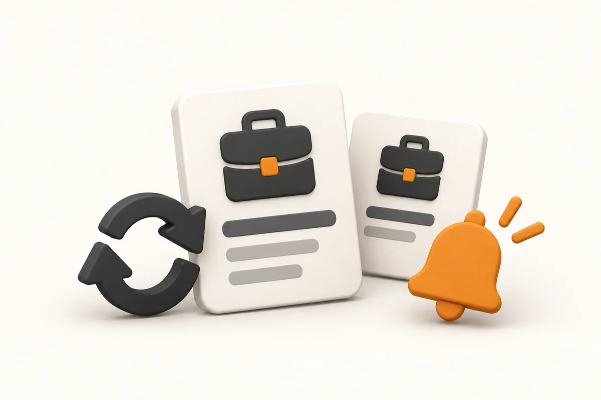 Icon illustration of synchronized job listings and vacancy alerts