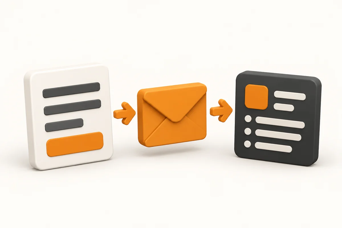 Icon illustration of a form submission being processed as a CRM lead