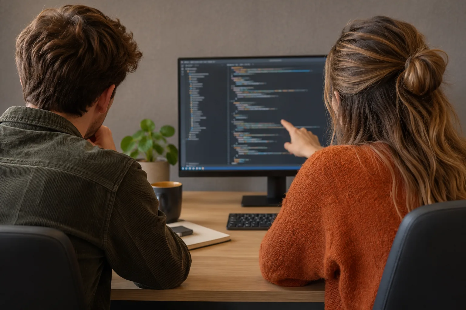 Team discussion in a small office